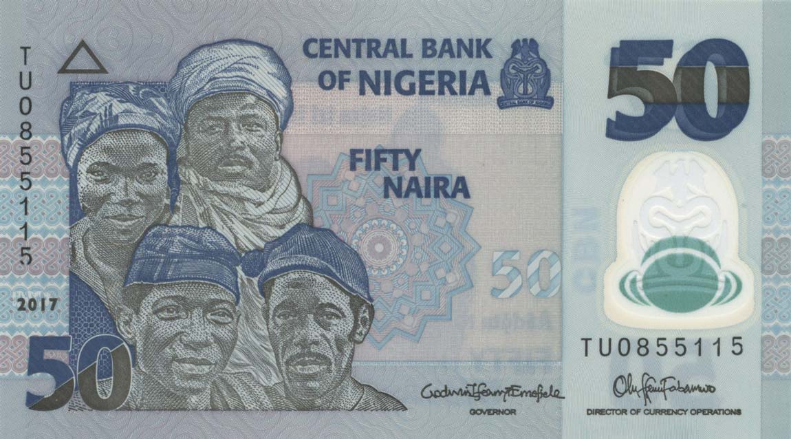 Front of Nigeria p40g: 50 Naira from 2017