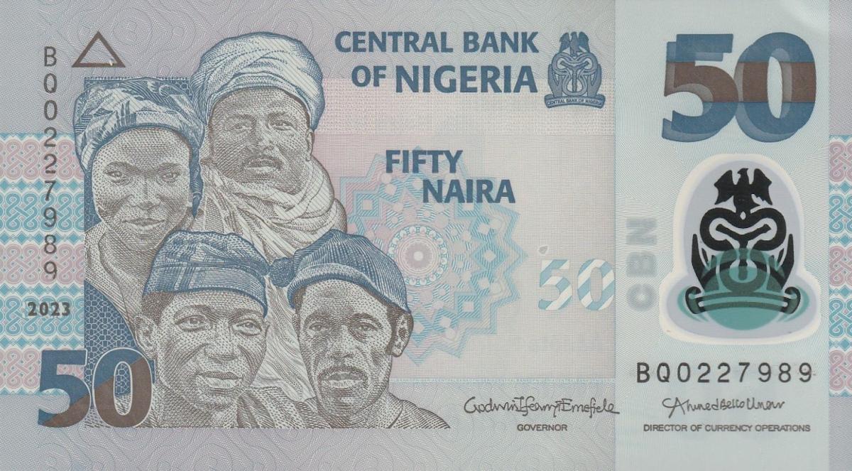 Front of Nigeria p40m: 50 Naira from 2023