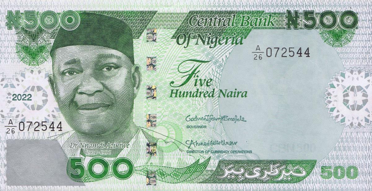 Front of Nigeria p48a: 500 Naira from 2022