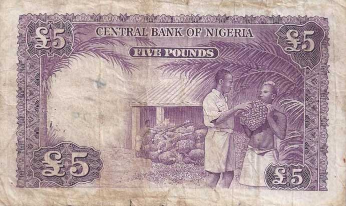 Back of Nigeria p5a: 5 Pounds from 1958
