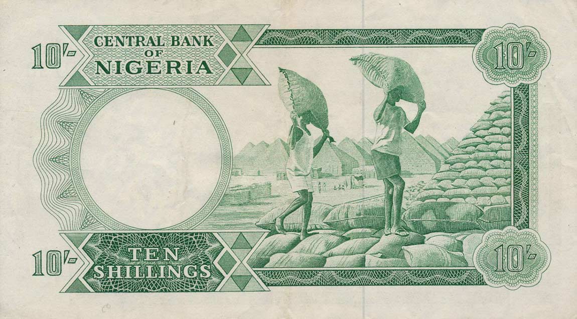 Back of Nigeria p7a: 10 Shillings from 1967