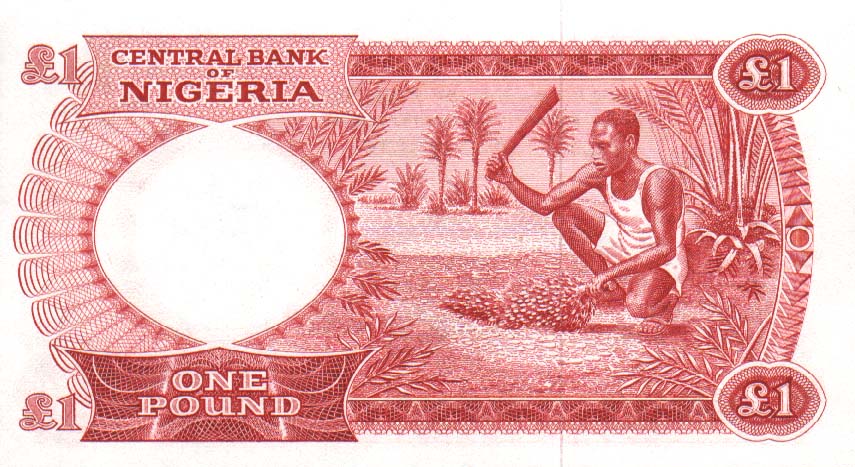 Back of Nigeria p8a: 1 Pound from 1967
