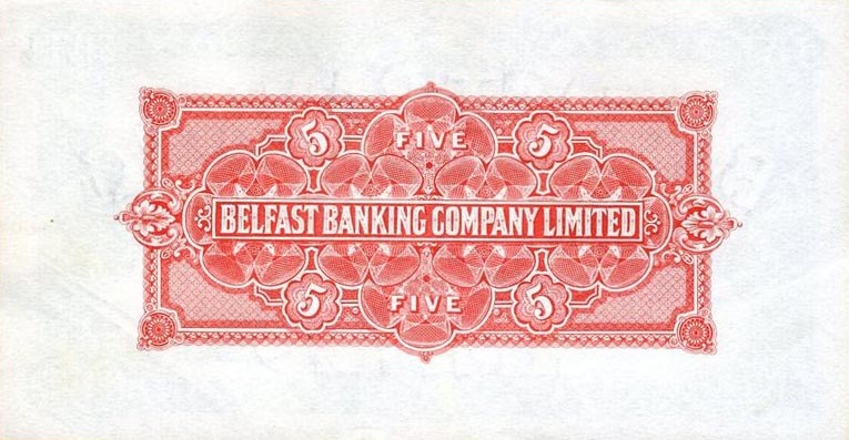 Back of Northern Ireland p127c: 5 Pounds from 1966