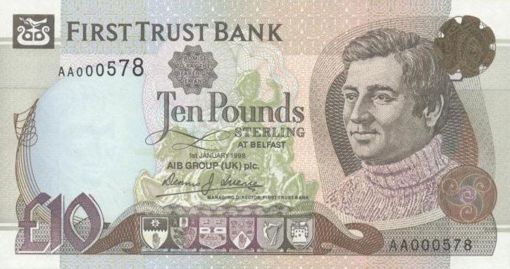 Front of Northern Ireland p136a: 10 Pounds from 1998