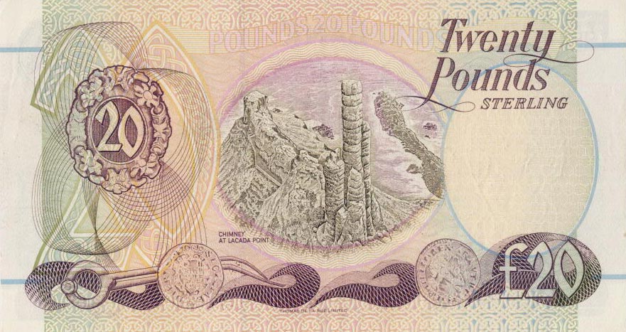 Back of Northern Ireland p137a: 20 Pounds from 1998