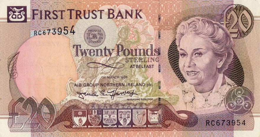 Front of Northern Ireland p137a: 20 Pounds from 1998