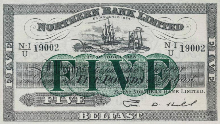 Front of Northern Ireland p184: 5 Pounds from 1968
