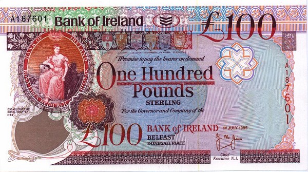 Front of Northern Ireland p78a: 100 Pounds from 1995