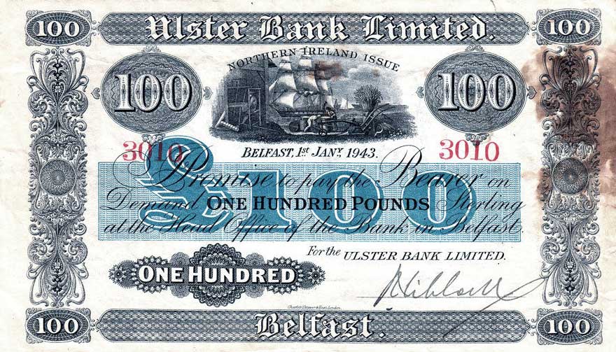 Front of Northern Ireland p183: 100 Pounds from 1943
