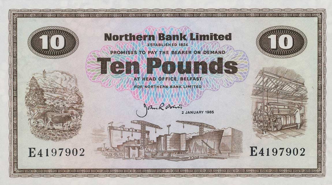 Front of Northern Ireland p189e: 10 Pounds from 1970