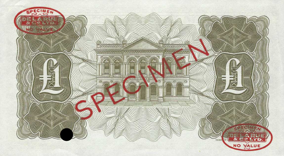 Back of Northern Ireland p243s: 1 Pound from 1965