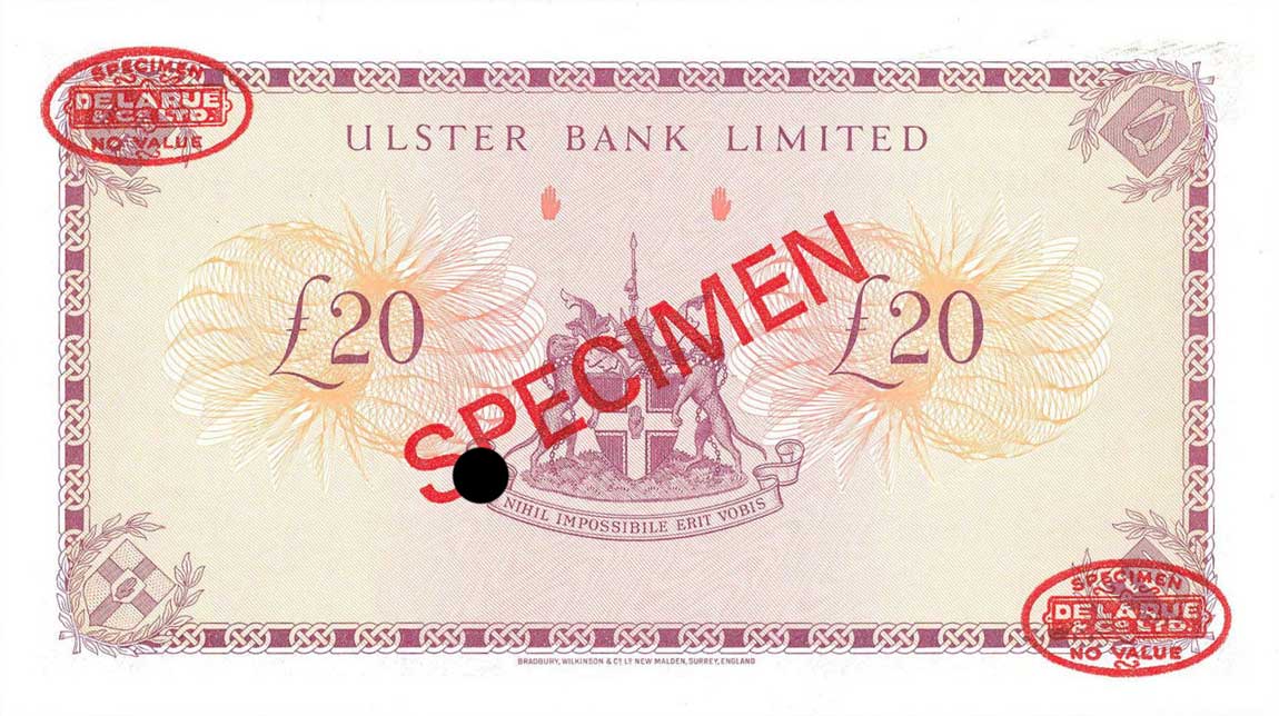 Back of Northern Ireland p328s: 20 Pounds from 1971