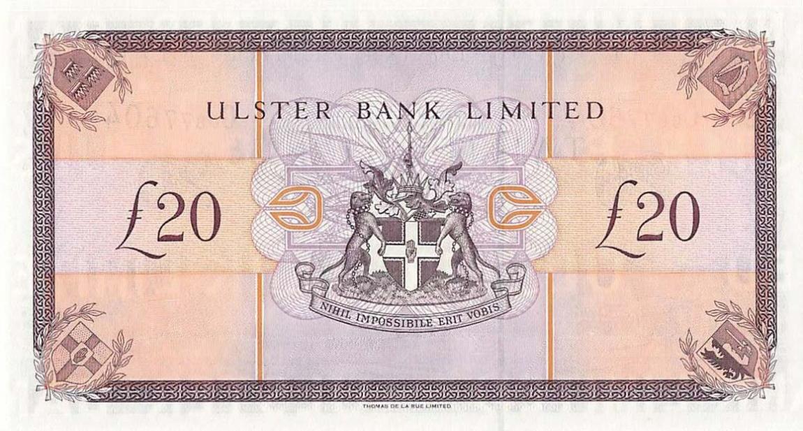 Back of Northern Ireland p337b: 20 Pounds from 1999