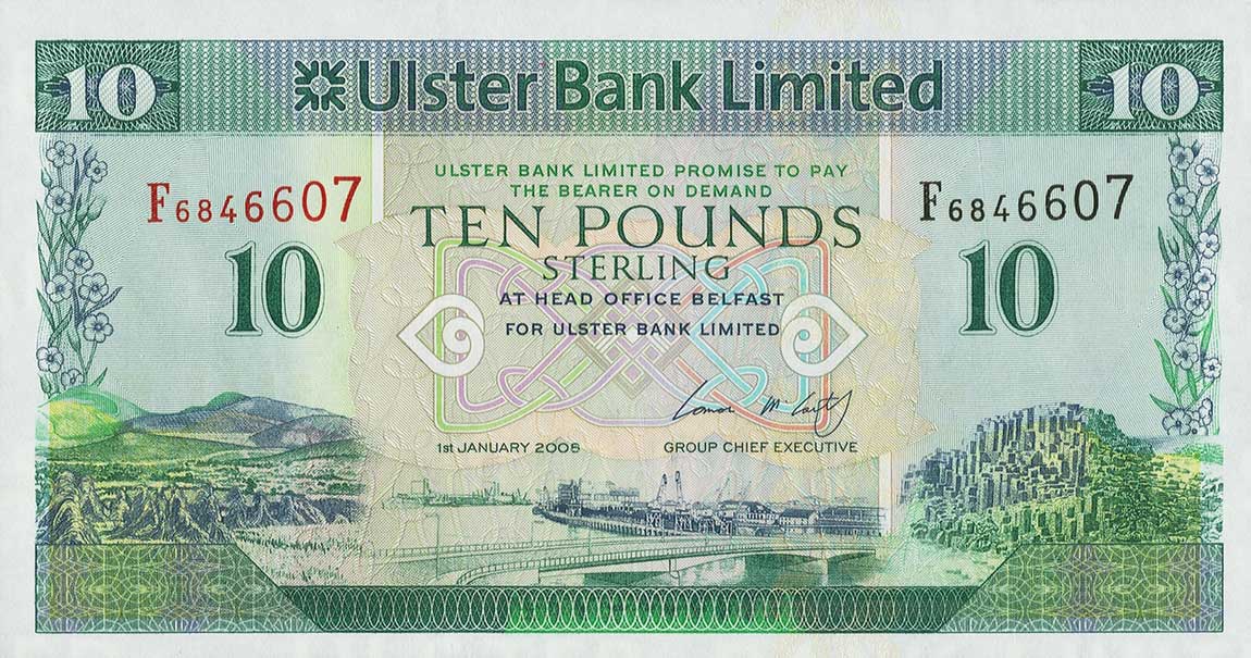 Front of Northern Ireland p341a: 10 Pounds from 2007