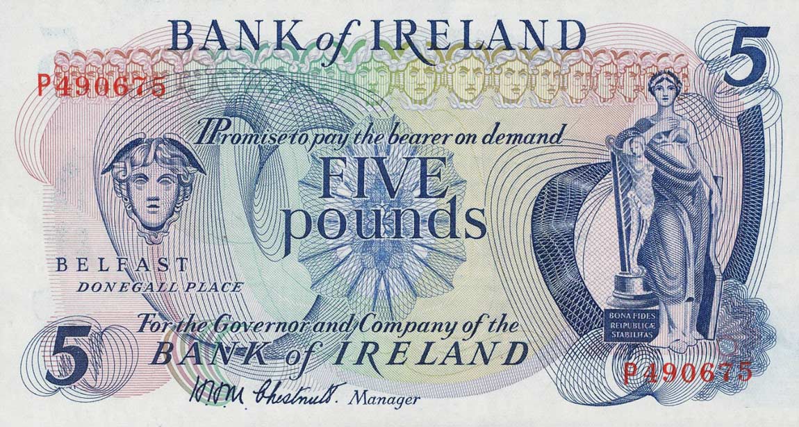 Front of Northern Ireland p62a: 5 Pounds from 1971