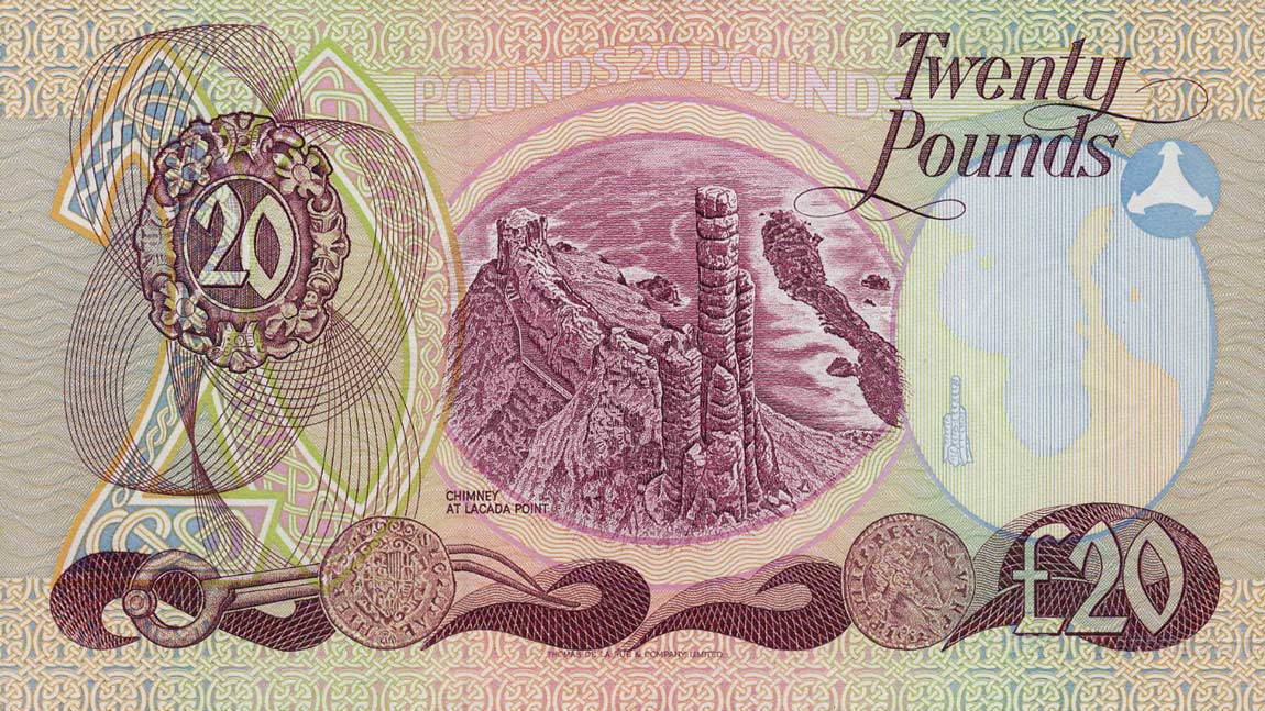 Back of Northern Ireland p8a: 20 Pounds from 1987