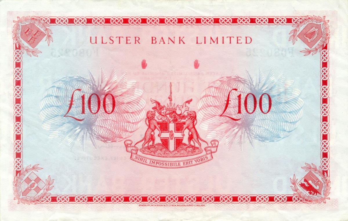Back of Northern Ireland p330b: 100 Pounds from 1982