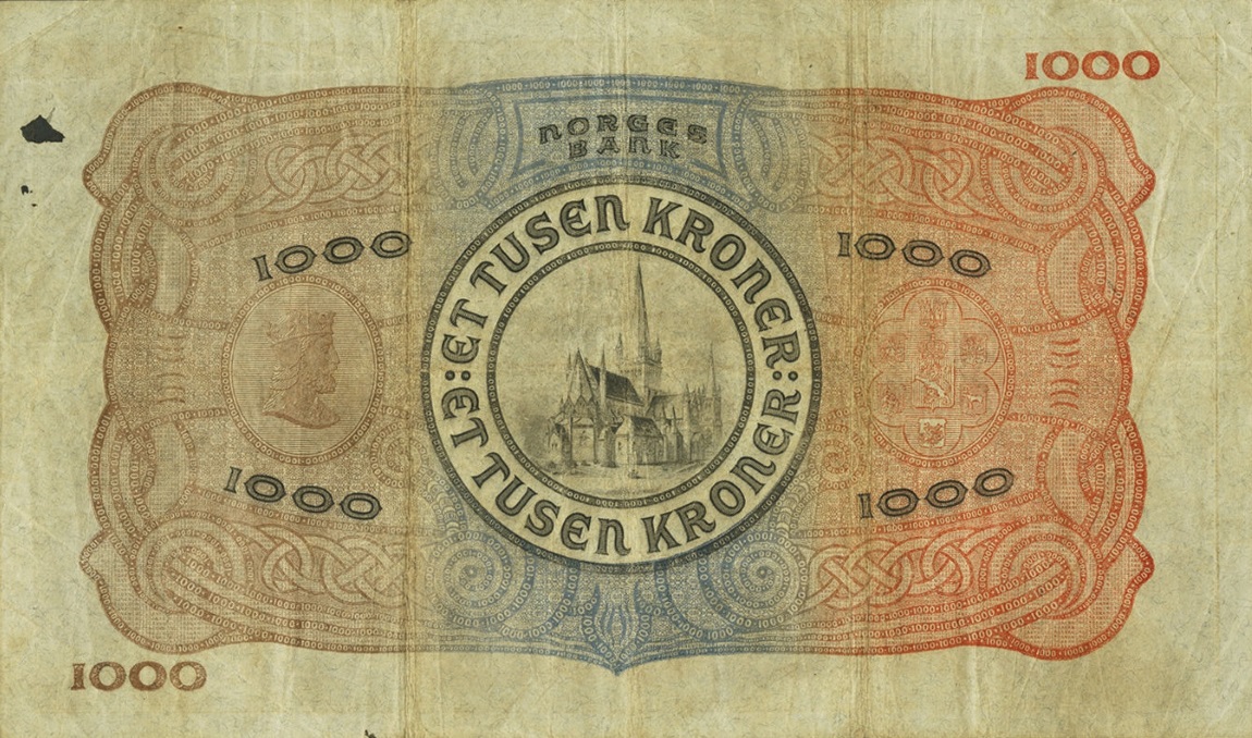 Back of Norway p12a: 1000 Kroner from 1901