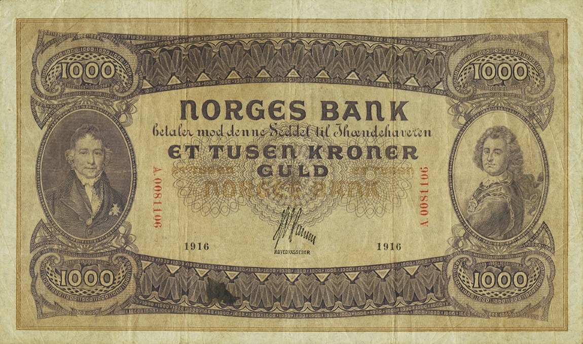 Front of Norway p12a: 1000 Kroner from 1901
