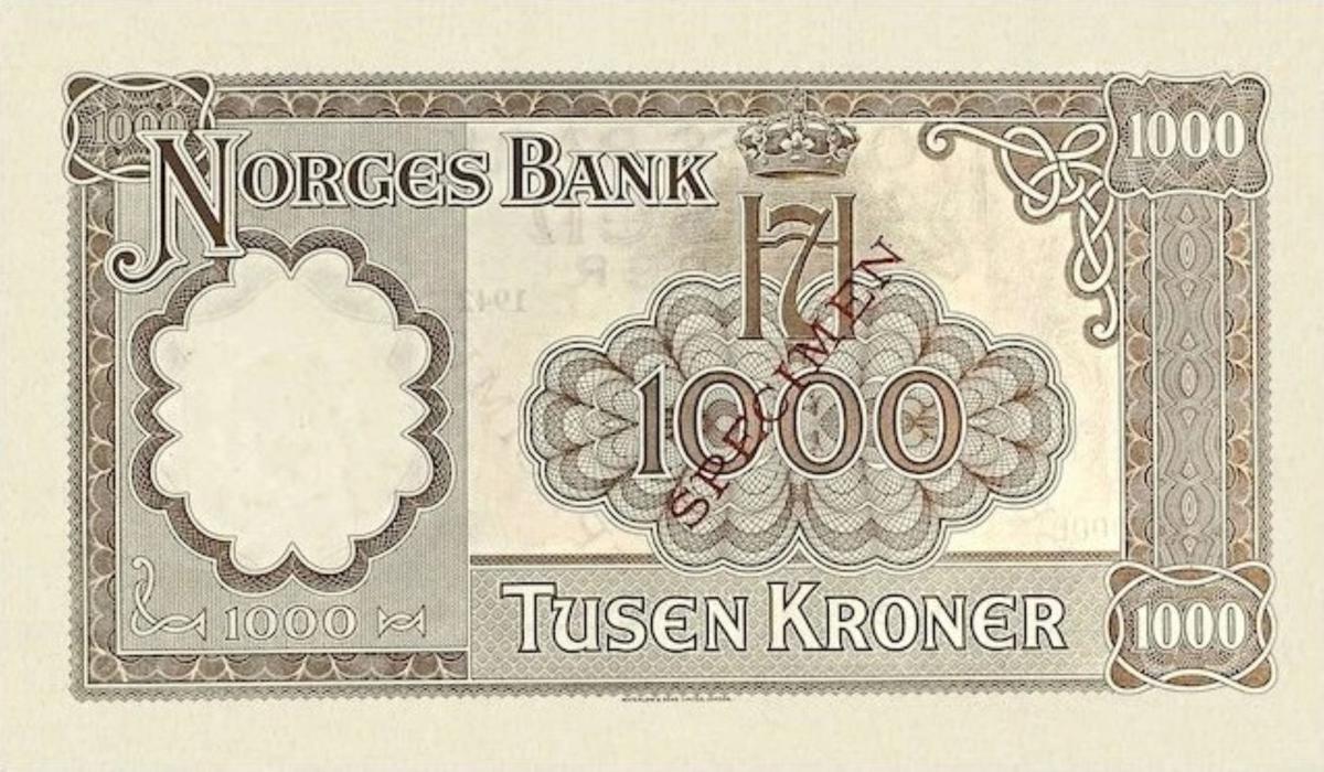 Back of Norway p24r: 1000 Kroner from 1942