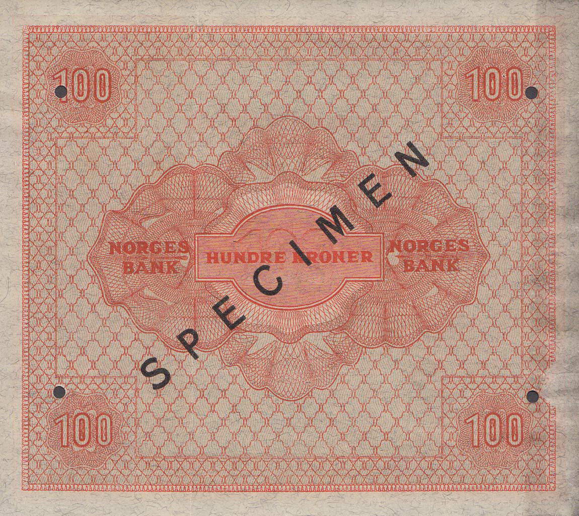 Back of Norway p28s: 100 Kroner from 1945