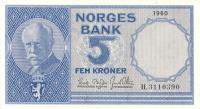 Gallery image for Norway p30a: 5 Kroner from 1955