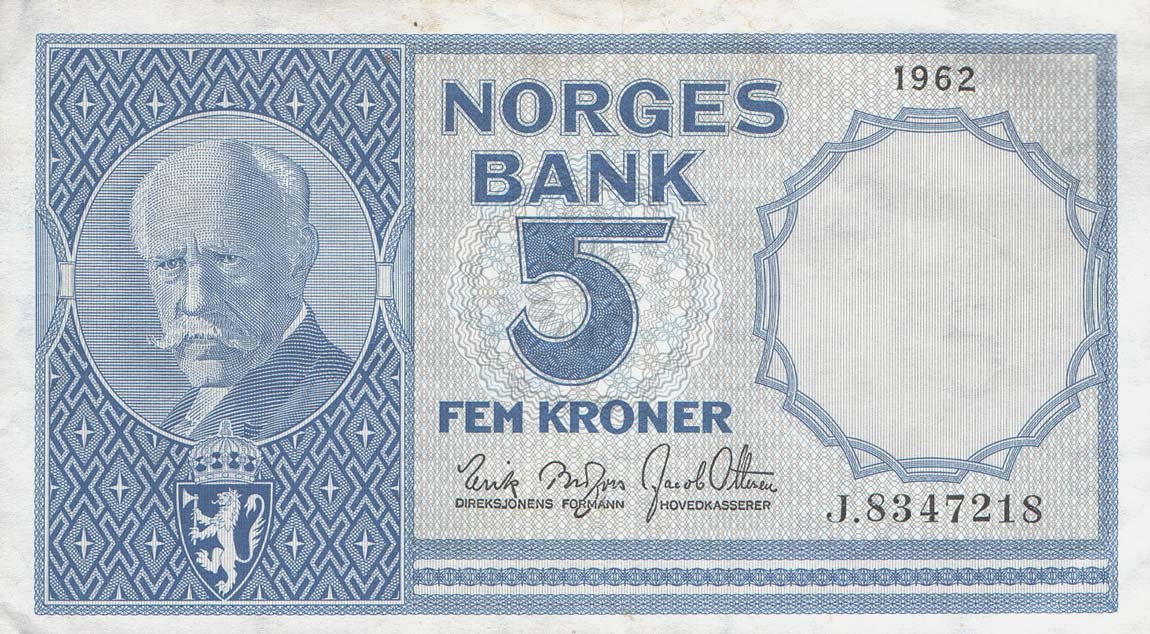 Front of Norway p30g: 5 Kroner from 1960