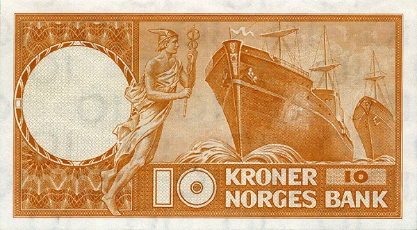 Back of Norway p31f: 10 Kroner from 1971