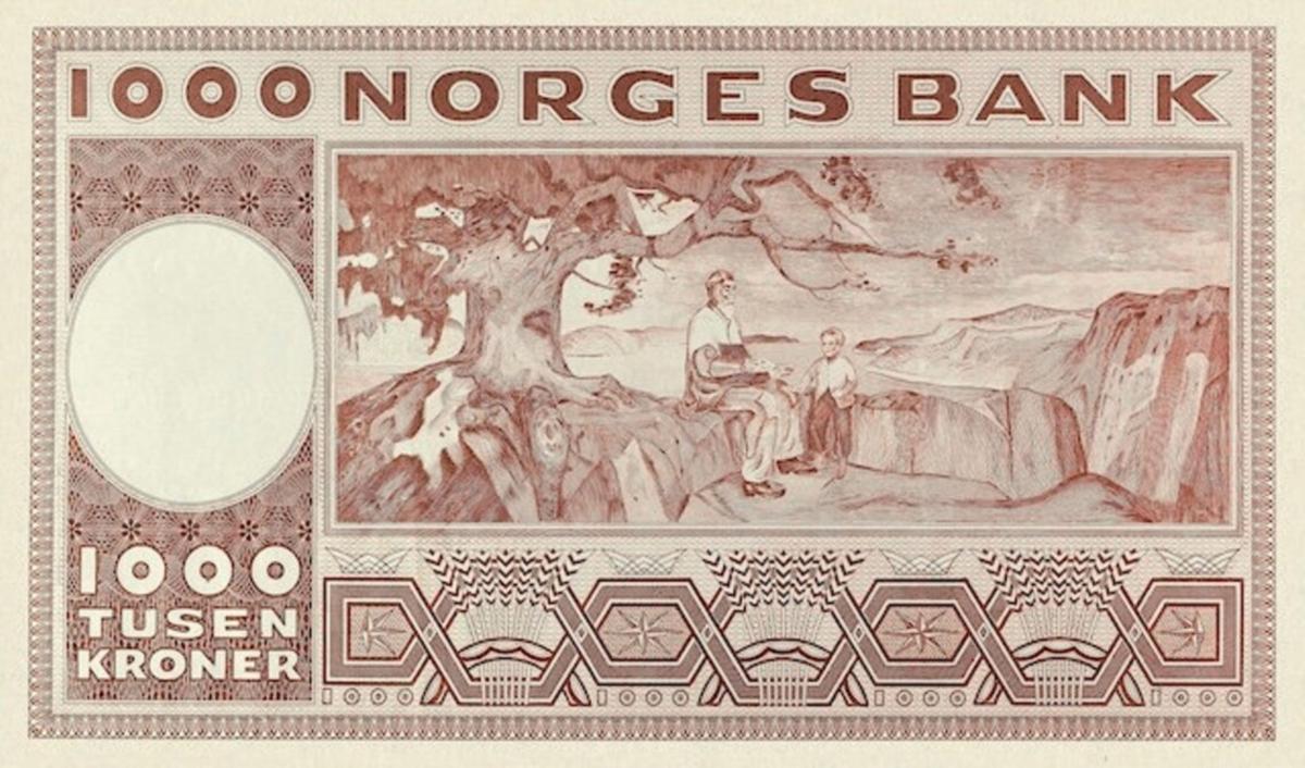 Back of Norway p35c: 1000 Kroner from 1961