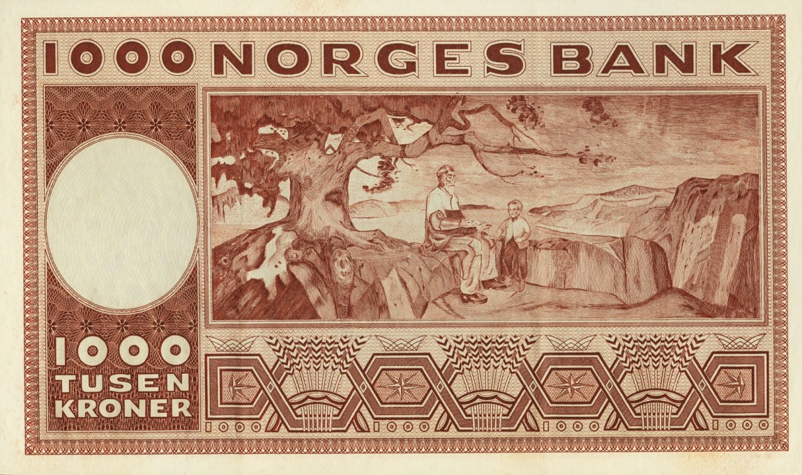Back of Norway p35e: 1000 Kroner from 1971