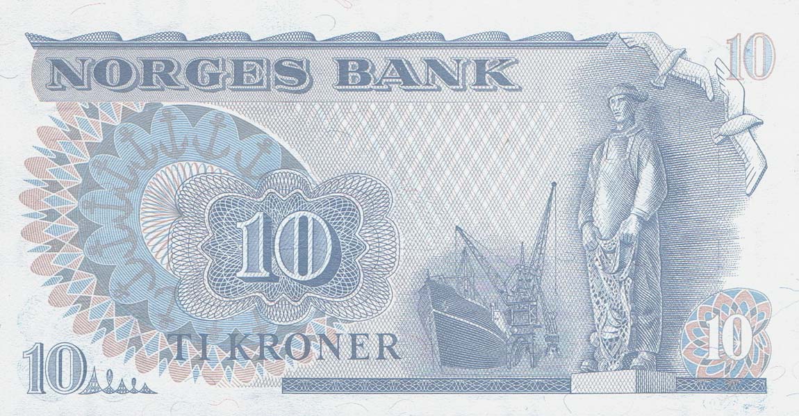Back of Norway p36c: 10 Krone from 1977