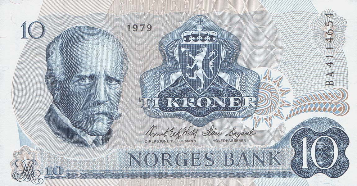 Front of Norway p36c: 10 Krone from 1977