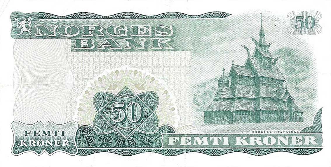 Back of Norway p37b: 50 Krone from 1971