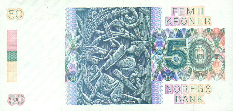 Back of Norway p42c: 50 Krone from 1986