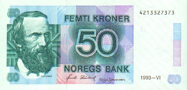 Front of Norway p42c: 50 Krone from 1986