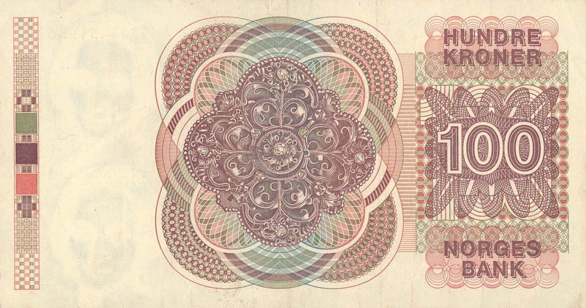 Back of Norway p43a: 100 Krone from 1983