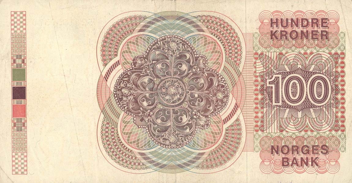 Back of Norway p43c: 100 Krone from 1985