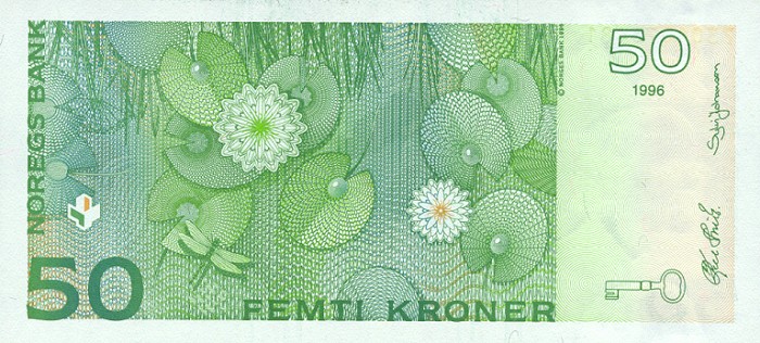 Back of Norway p46a: 50 Krone from 1996