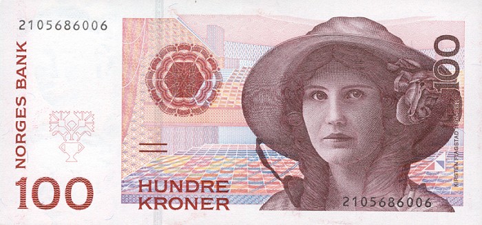 Front of Norway p47a: 100 Krone from 1995
