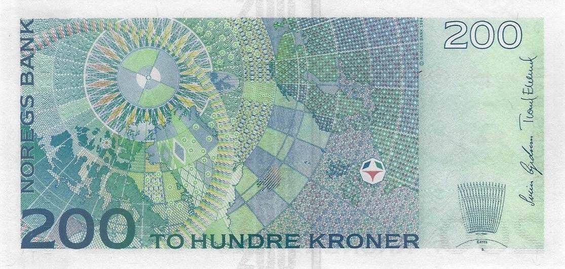 Back of Norway p50e: 200 Krone from 2009