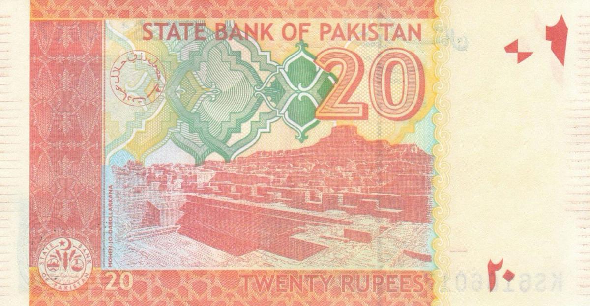 Back of Pakistan p55m: 20 Rupees from 2019