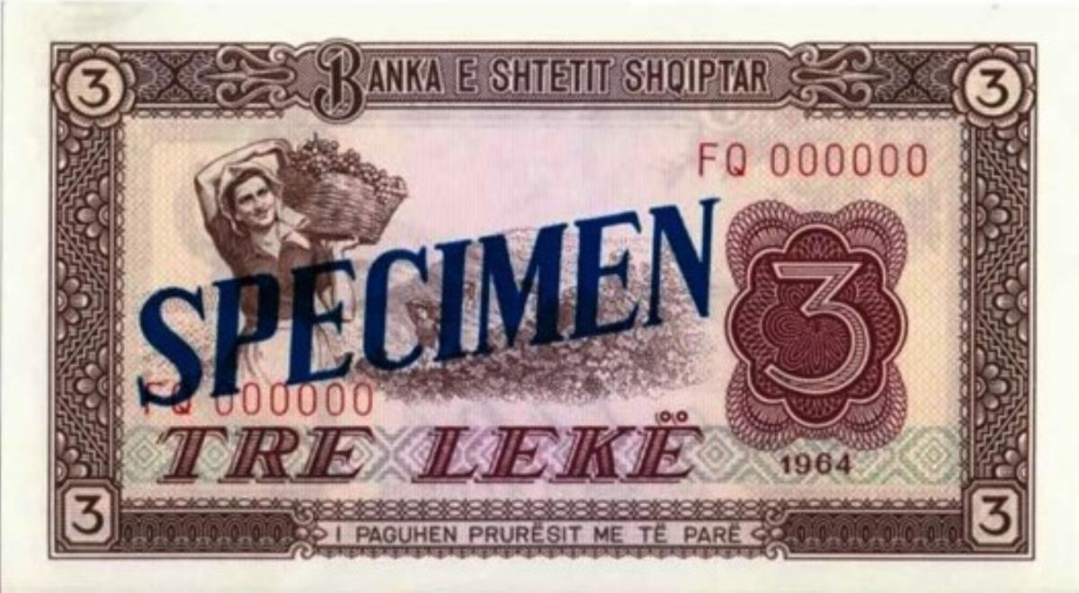 Front of Albania p34s: 3 Leke from 1964