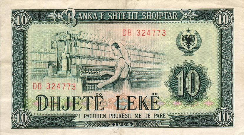 Front of Albania p36a: 10 Leke from 1964