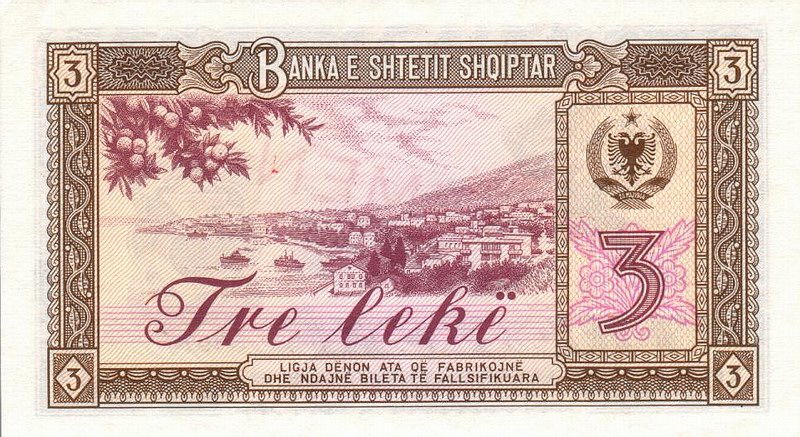 Back of Albania p41s2: 3 Leke from 1976