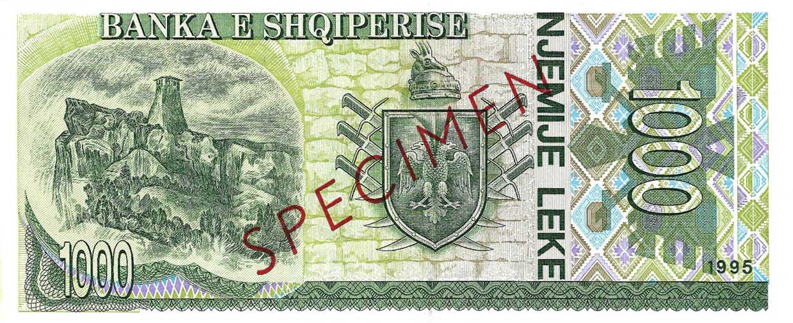 Back of Albania p61s: 1000 Leke from 1996