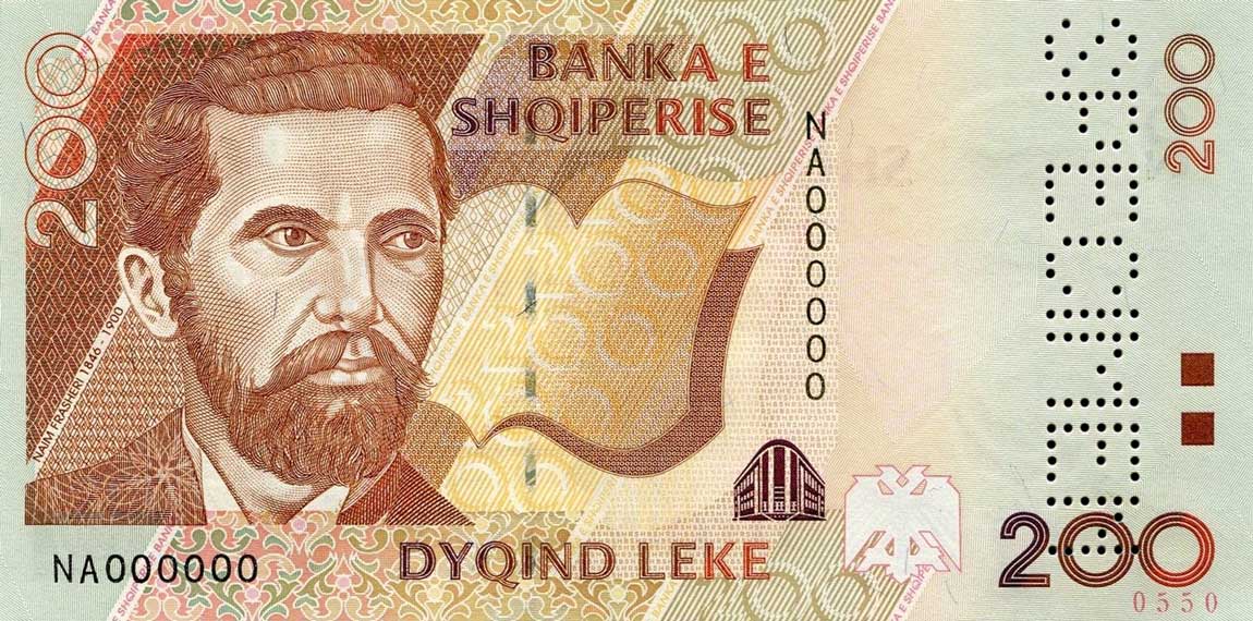 Front of Albania p67s: 200 Leke from 2001