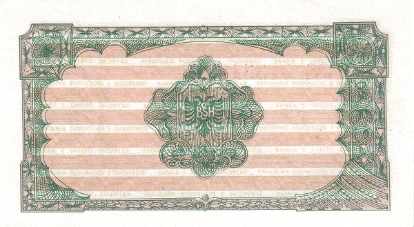 Back of Albania pFX21: 0.05 Lek from 1965