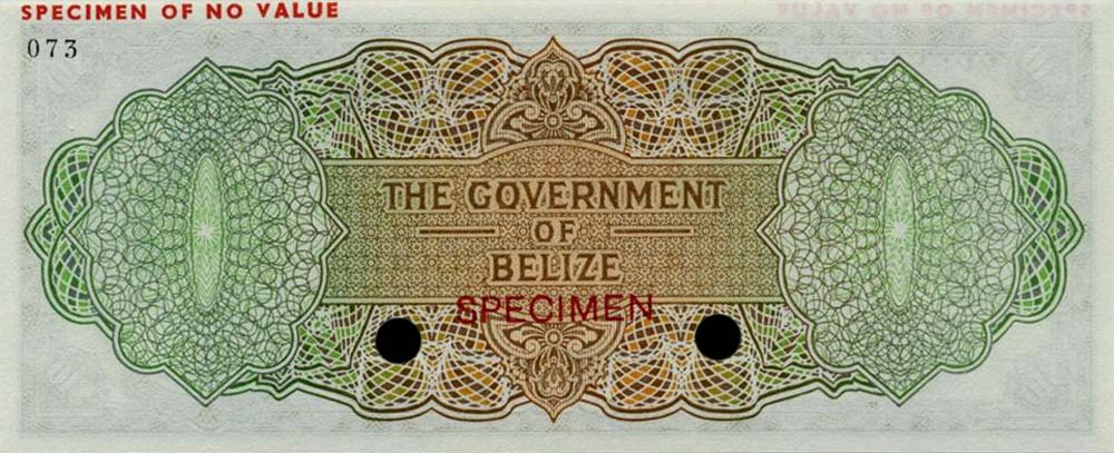 Back of Belize p36ct: 10 Dollars from 1974