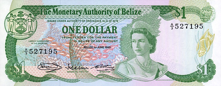 Front of Belize p38a: 1 Dollar from 1980