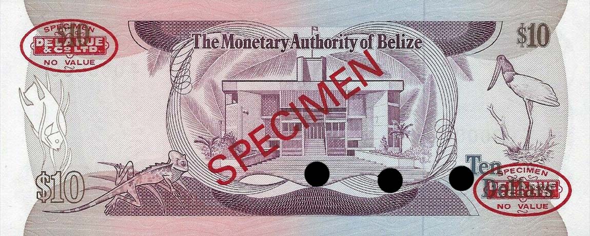 Back of Belize p40s: 10 Dollars from 1980